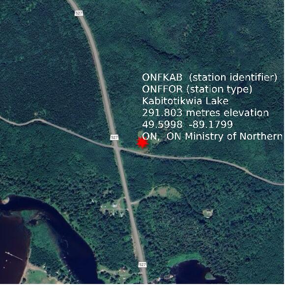 map at zoomlvl 1x1 kilometres for Kabitotikwia Lake