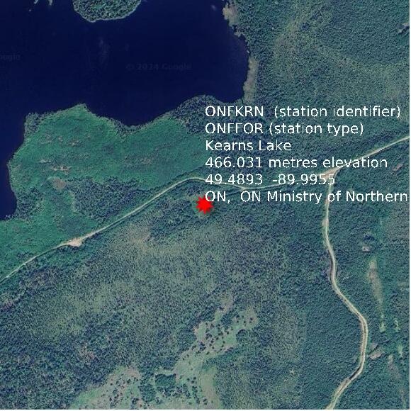 map at zoomlvl 1x1 kilometres for Kearns Lake