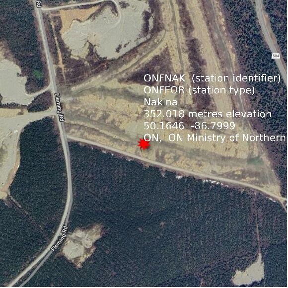 map at zoomlvl 1x1 kilometres for Nakina