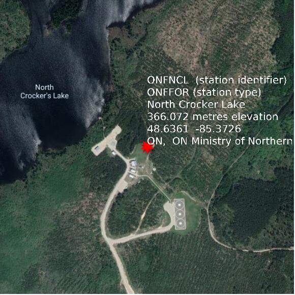 map at zoomlvl 1x1 kilometres for North Crocker Lake