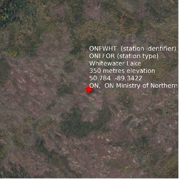 map at zoomlvl 1x1 kilometres for Whitewater Lake