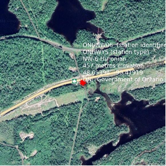 map at zoomlvl 1x1 kilometres for NW-6 Huronian