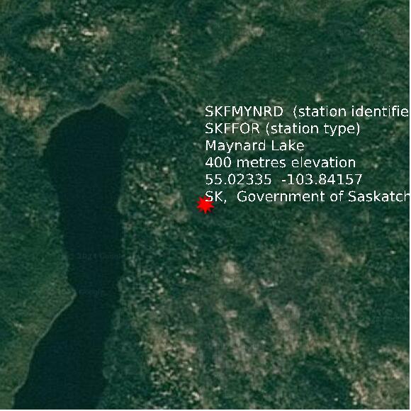 map at zoomlvl 1x1 kilometres for Maynard Lake