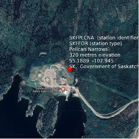 map at zoomlvl 1x1 kilometres for Pelican Narrows