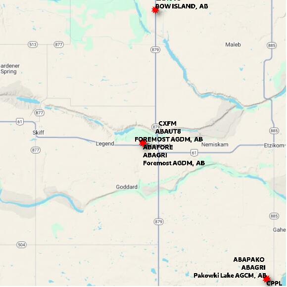 map at zoomlvl 60x60 kilometres for Foremost AGDM