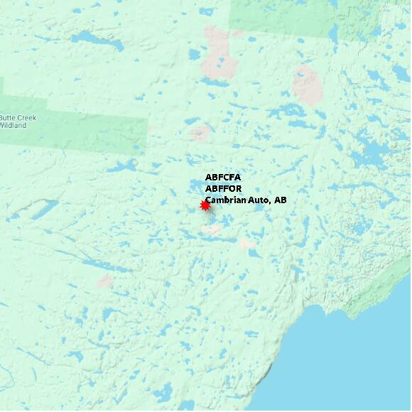 map at zoomlvl 60x60 kilometres for Cambrian Auto