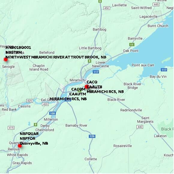 map at zoomlvl 60x60 kilometres for MIRAMICHI RCS