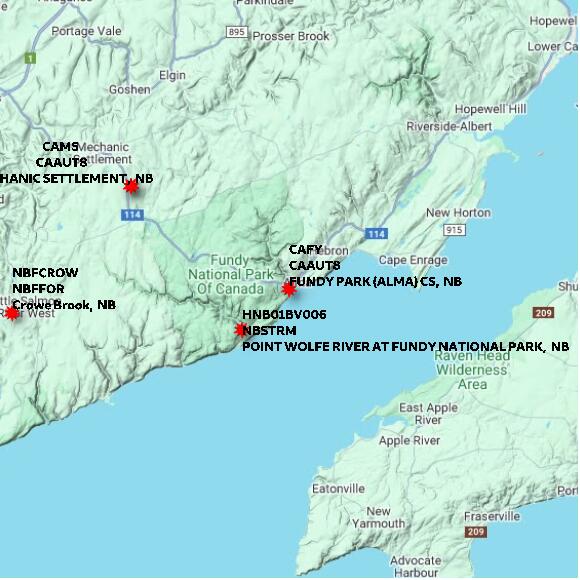 map at zoomlvl 60x60 kilometres for FUNDY PARK (ALMA) CS