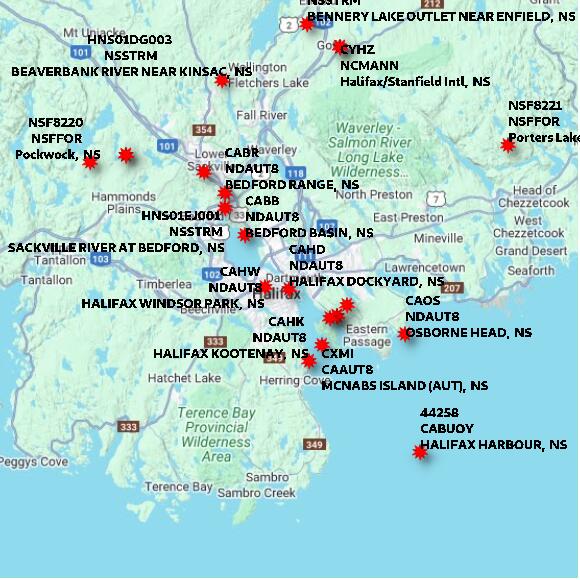 map at zoomlvl 60x60 kilometres for HALIFAX DOCKYARD