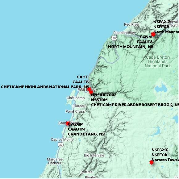 map at zoomlvl 60x60 kilometres for CHETICAMP HIGHLANDS NATIONAL PARK