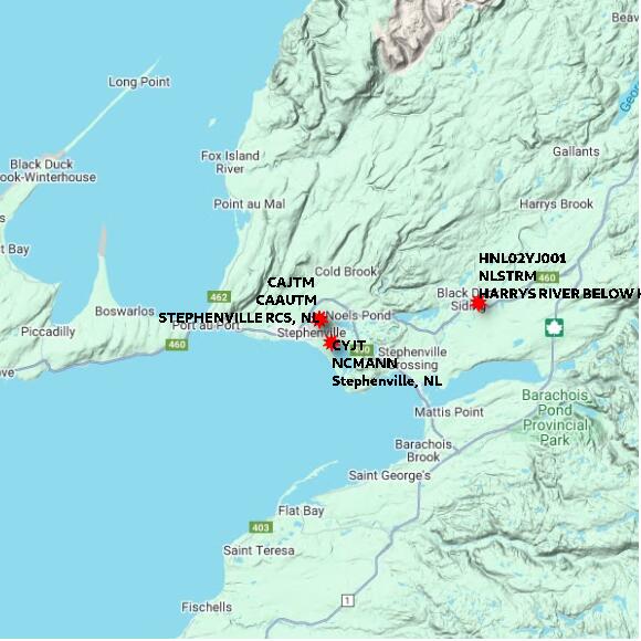 map at zoomlvl 60x60 kilometres for STEPHENVILLE RCS