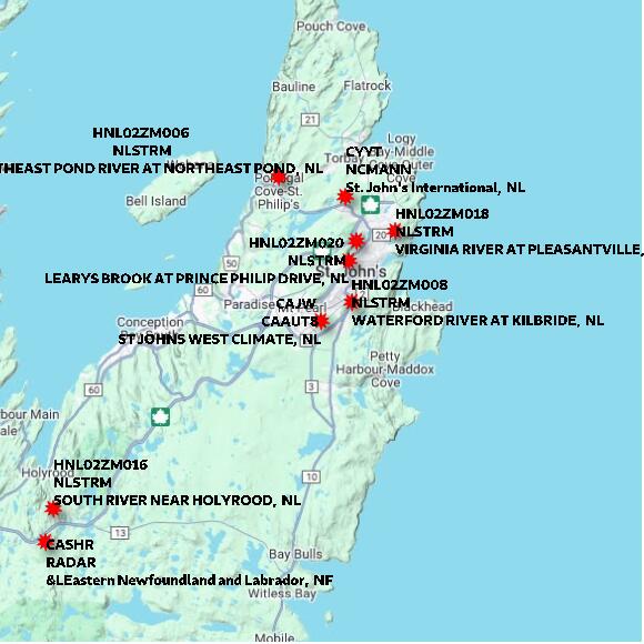 map at zoomlvl 60x60 kilometres for ST JOHNS WEST CLIMATE