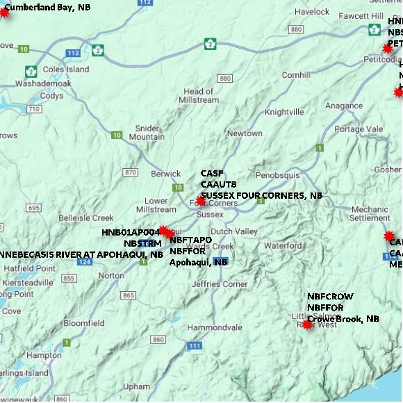 map at zoomlvl 60x60 kilometres for SUSSEX FOUR CORNERS