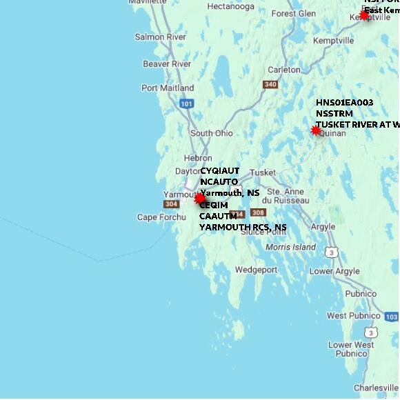 map at zoomlvl 60x60 kilometres for YARMOUTH RCS