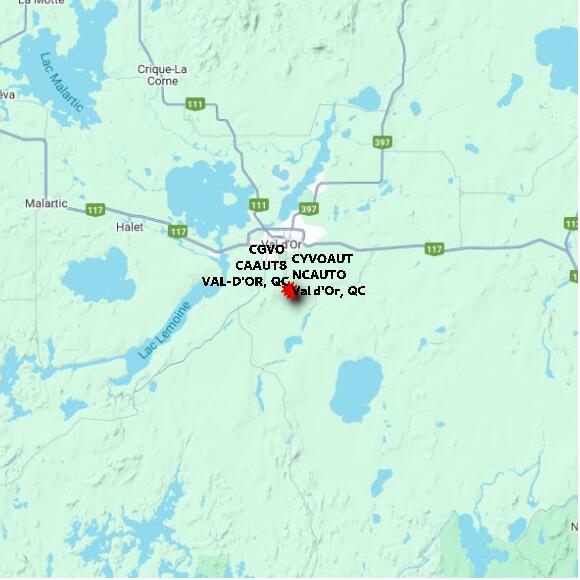map at zoomlvl 60x60 kilometres for VAL-D'OR