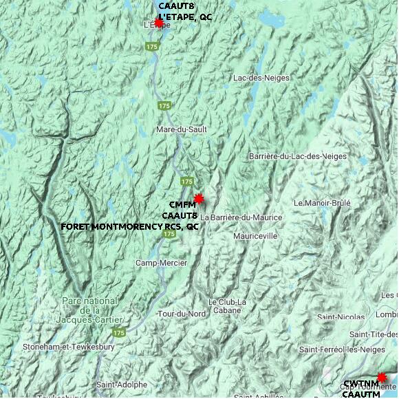 map at zoomlvl 60x60 kilometres for FORET MONTMORENCY RCS