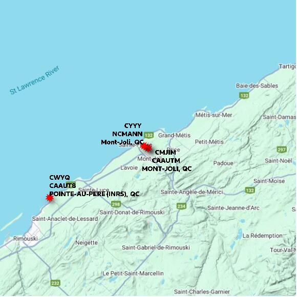 map at zoomlvl 60x60 kilometres for MONT-JOLI