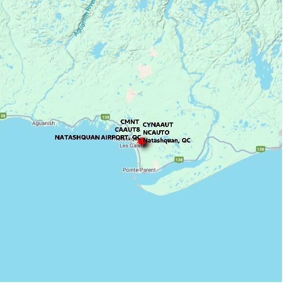 map at zoomlvl 60x60 kilometres for NATASHQUAN AIRPORT