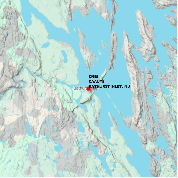 map at zoomlvl 60x60 kilometres for BATHURST INLET