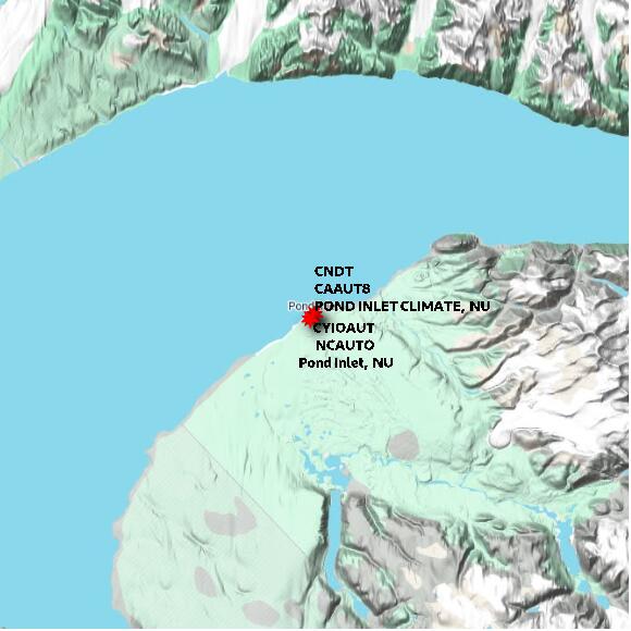 map at zoomlvl 60x60 kilometres for POND INLET CLIMATE