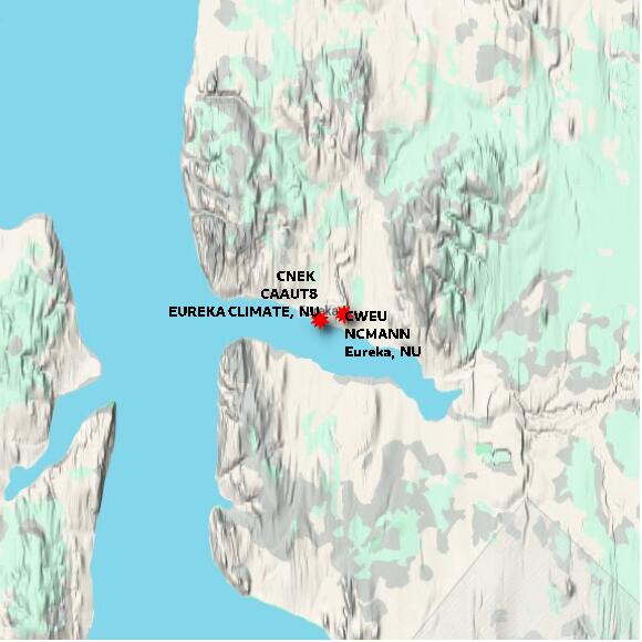 map at zoomlvl 60x60 kilometres for EUREKA CLIMATE