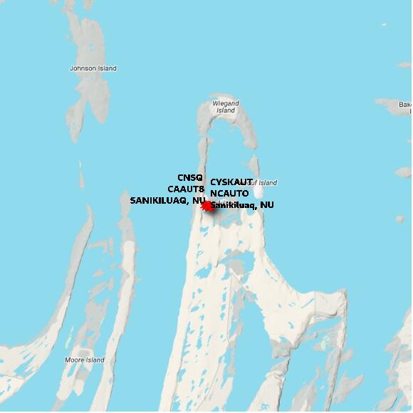 map at zoomlvl 60x60 kilometres for SANIKILUAQ