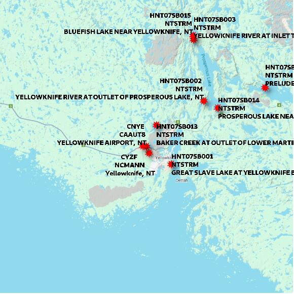 map at zoomlvl 60x60 kilometres for YELLOWKNIFE AIRPORT