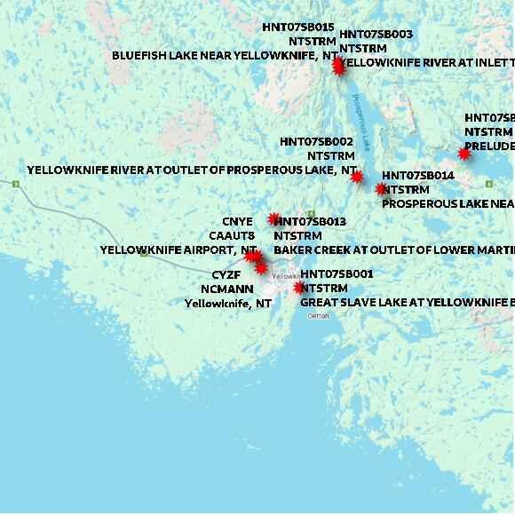 map at zoomlvl 60x60 kilometres for YELLOWKNIFE AIRPORT