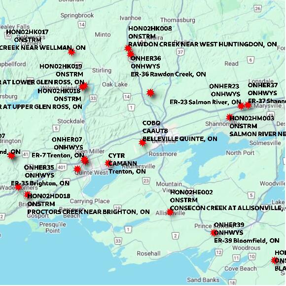 map at zoomlvl 60x60 kilometres for BELLEVILLE QUINTE
