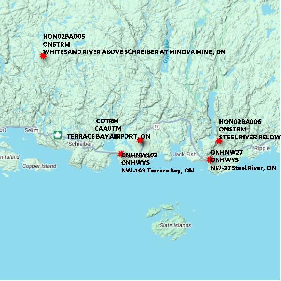 map at zoomlvl 60x60 kilometres for TERRACE BAY AIRPORT