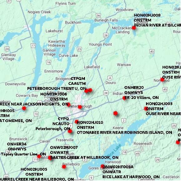 map at zoomlvl 60x60 kilometres for PETERBOROUGH TRENT U EXPERIMENTAL FARM