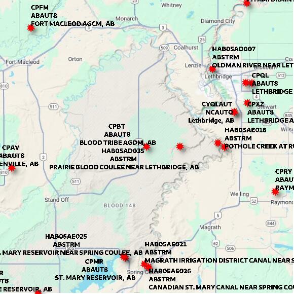 map at zoomlvl 60x60 kilometres for BLOOD TRIBE AGDM