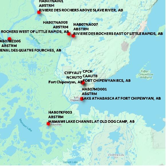 map at zoomlvl 60x60 kilometres for FORT CHIPEWYAN RCS