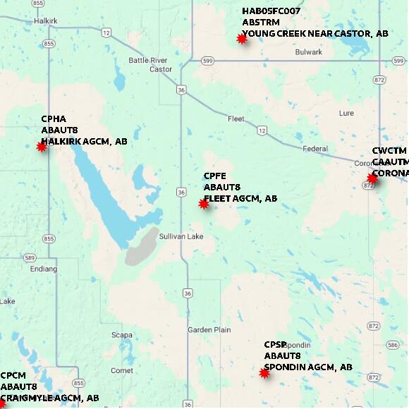 map at zoomlvl 60x60 kilometres for FLEET AGCM