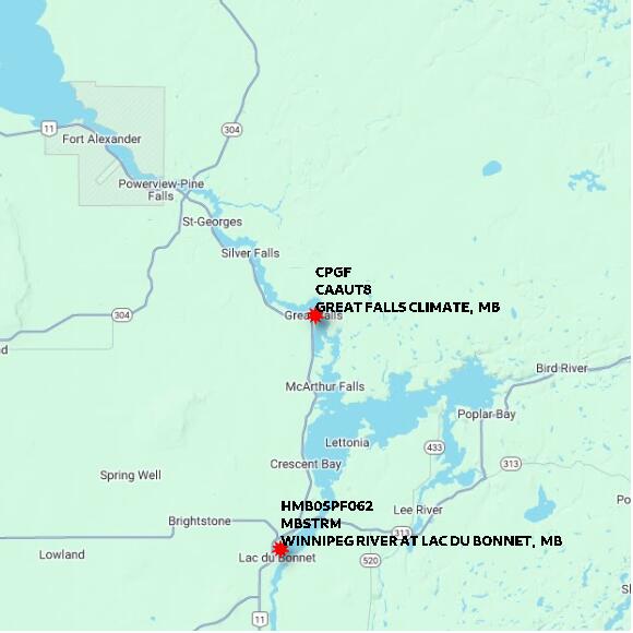 map at zoomlvl 60x60 kilometres for GREAT FALLS CLIMATE