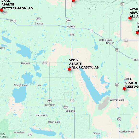 map at zoomlvl 60x60 kilometres for HALKIRK AGCM