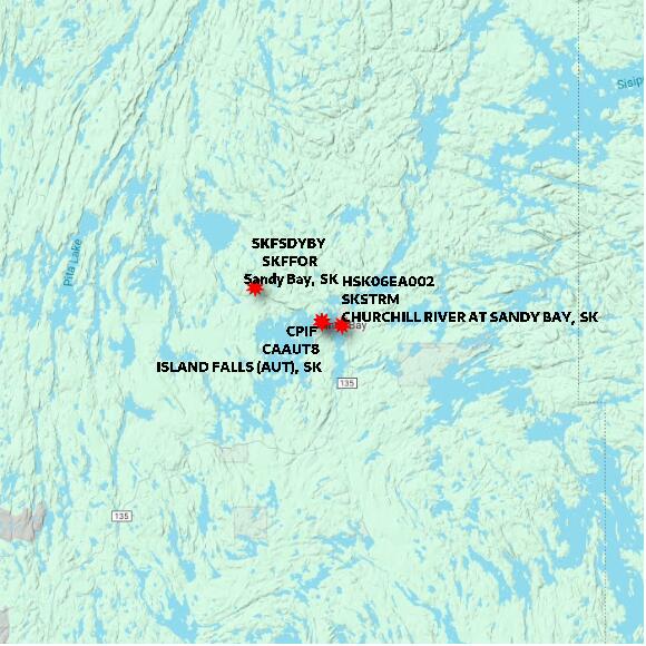 map at zoomlvl 60x60 kilometres for ISLAND FALLS (AUT)