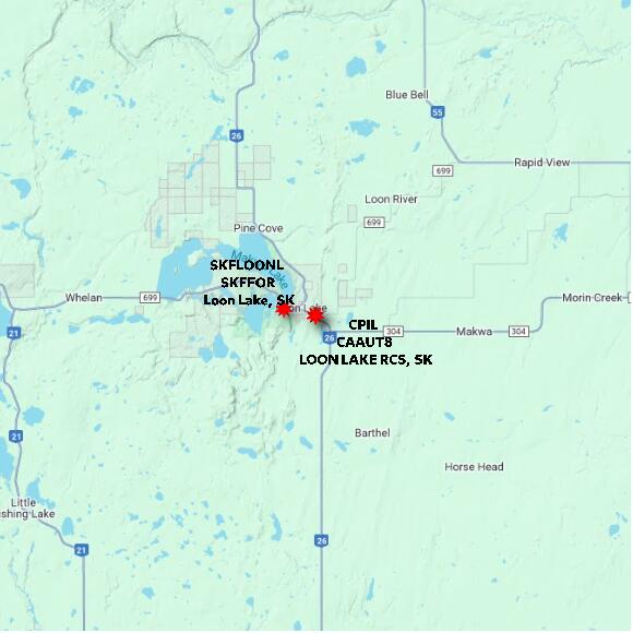 map at zoomlvl 60x60 kilometres for LOON LAKE RCS