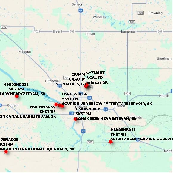 map at zoomlvl 60x60 kilometres for ESTEVAN RCS