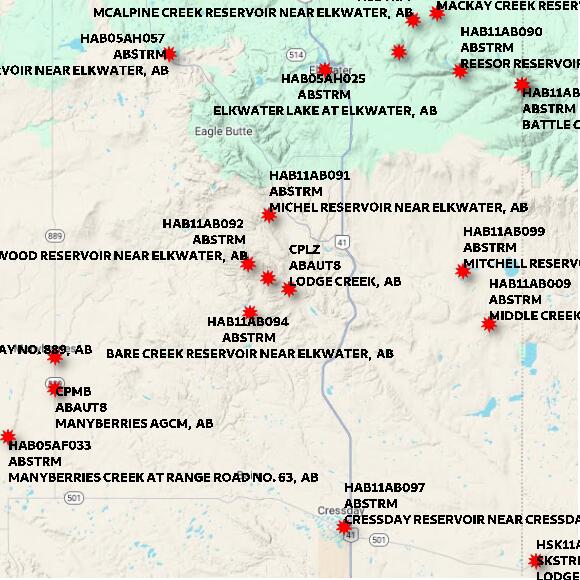 map at zoomlvl 60x60 kilometres for LODGE CREEK
