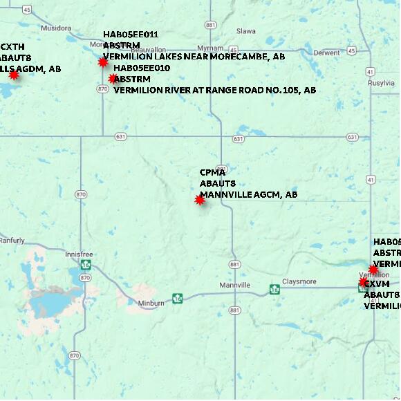 map at zoomlvl 60x60 kilometres for MANNVILLE AGCM