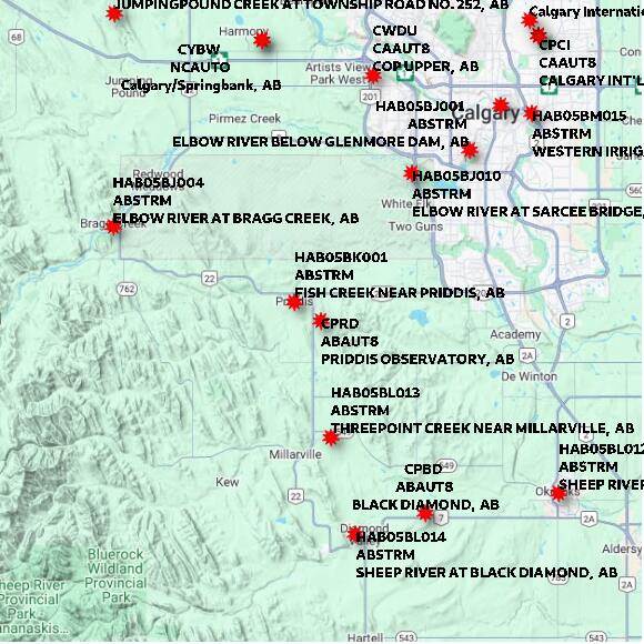 map at zoomlvl 60x60 kilometres for PRIDDIS OBSERVATORY