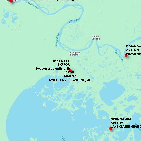 map at zoomlvl 60x60 kilometres for SWEETGRASS LANDING