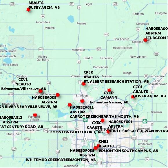 map at zoomlvl 60x60 kilometres for ST. ALBERT RESEARCH STATION