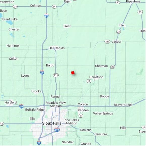 map at zoomlvl 60x60 kilometres for SIOUX FALLS CLIMATE