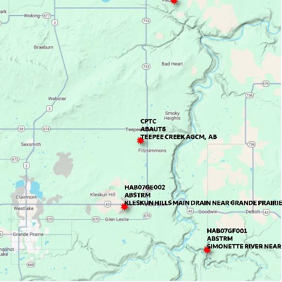 map at zoomlvl 60x60 kilometres for TEEPEE CREEK AGCM