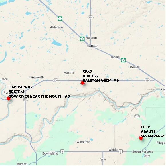 map at zoomlvl 60x60 kilometres for RALSTON AGCM