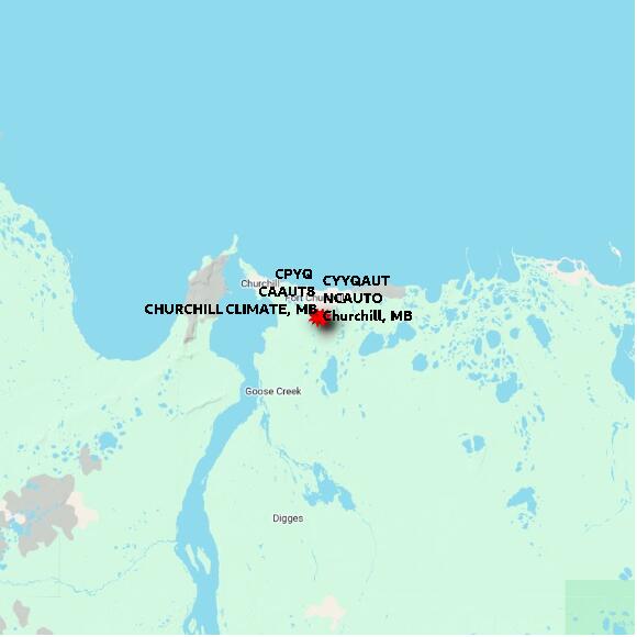 map at zoomlvl 60x60 kilometres for CHURCHILL CLIMATE