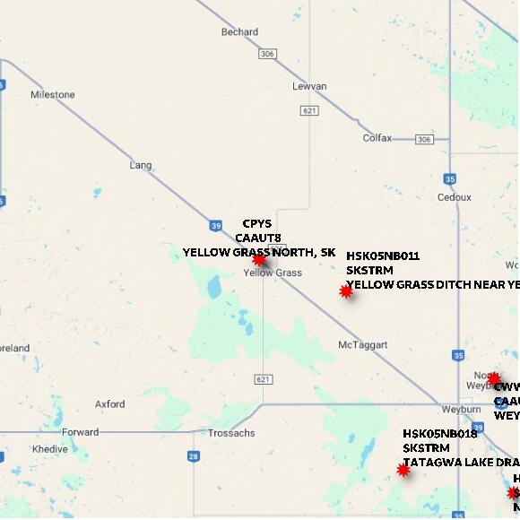 map at zoomlvl 60x60 kilometres for YELLOW GRASS NORTH