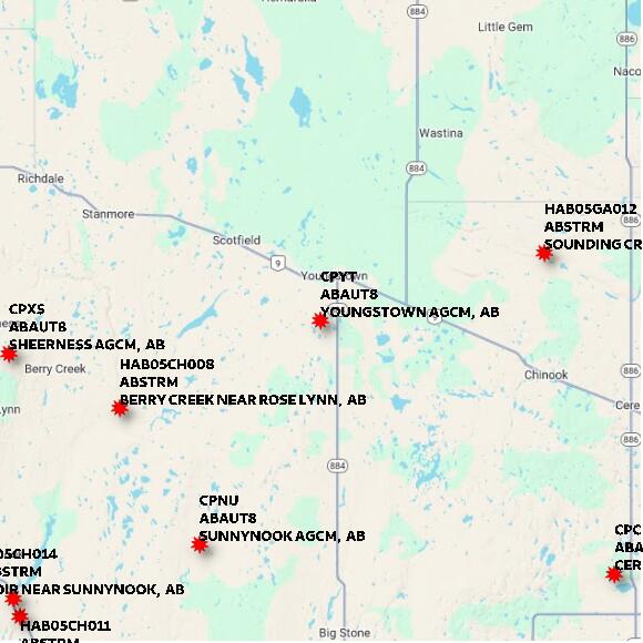 map at zoomlvl 60x60 kilometres for YOUNGSTOWN AGCM